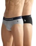 U.S. Polo ASSN.. Mens OEB11 Elasticized Waist Underwear Briefs – Pack of 2(OEB11-P2_Black-Grey Melange_L)