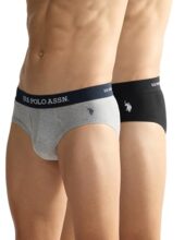 U.S. Polo ASSN.. Mens OEB11 Elasticized Waist Underwear Briefs – Pack of 2(OEB11-P2_Black-Grey Melange_L)