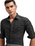 Highlander Men Geometric Print Shirt Dark Grey
