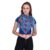 POPWINGS Casual Sky Blue Printed Chiffon Scarf with pom-pom Work
