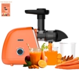 SOLARA Slow Juicer Cold Press Juicer, Easy Clean Cold Pressed Juice Extractor, Juicer for Fruits & Vegetables, 2 Speeds + Reverse Function Masticating Juicer, Recipes Incl, Orange