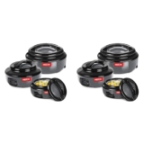 Milton Ernesto Inner Stainless Steel Jr. Casserole Set Of 3 (420 Ml, 850 Ml, 1.43 Litres), Grey | Easy To Carry | Serving | Stackable (Pack Of 2)