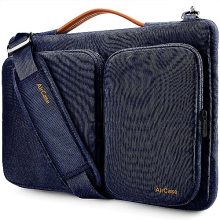 Aircase Office Messenger Sling Bag Fits Upto 15.6″ Laptop/Macbook, Detachable Shoulder Strap, Water Resistant, Shockproof, Carry Handle With Spacious Pockets, For Men & Women, Blue- With Warranty