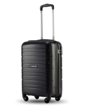 SNITCH Loop Cabin Size Black Polypropylene Hard Travel Suitcase – Trolley Bag Small & Luggage with 4 Wheels, Secure Lock & Free Shoe Bag
