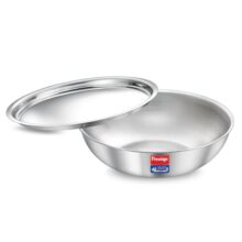 Prestige 26cm/3.2L Tri-Ply Stainless Steel Splendid Tasla with Lid|Gas and Induction Compatible|Even Heat Distribution| Thick Gauge Tri-Ply Body|15 Year Warranty