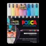uni-ball POSCA 1MR 0.9-1.3 mm Bullet Shaped Soft Colors | Reversible Tip Markers(Set of 8, Multicolor)