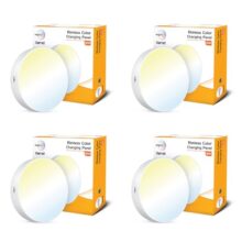 wipro Garnet Plastic 12W Rimless Round CCT Surface Panel|Colour Changing Panel|Warm White, Neutral White, Cool White|Elegant Rimless Design|Surface Mounted LED Downlighter for Ceiling|Pack of 4