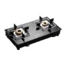 Lifelong Gas Stove 2 Burner | Premium Brass Burners, Glass Top, Manual Ignition | Square Pan Support, ISI Certified LPG Stove for Modular Kitchen | Black, 1 Year Warranty