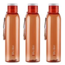 Cello My Bot Pet Bottle | 100% Food Grade | Leak Proof And Break Proof | Perfect For Staying Hydrated At The School,College, Work, Gym And Outdoor Adventures Water Bottle | 1000Ml X 3 | Orange