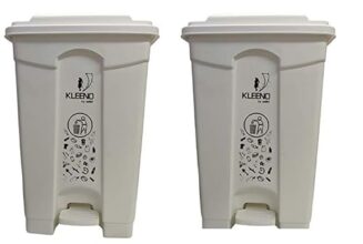 Cello Strong Plastic Step-On Pedal Garbage Dustbin 60 Ltr White & White (COMBO)