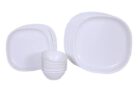 Signoraware Bpa Free Plastic Square Dinner Set | Microwave Safe | Unbreakable & Lightweight | Odor-Free | Great For Parties & Gatherings | Ideal For Regular Home Meals (Set Of 24 Pcs | White)