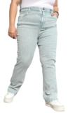 HIGH STAR Plus Size Women Stove Pipe High-Rise Jeans Sea Green