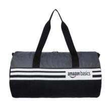 Amazon Basics Gym Trainer Sports Duffle Bag With Shoe Compartment| Water- Resistant| For Men/Women (Black- Grey)