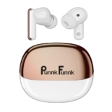 Punnkfunnk Fusionbeat Wireless Earbuds 40H Playtime, 45Ms Low Latency, 13Mm Bass Drivers, Zen Enc Mic, Ipx5 Water-Resistant, Bluetooth 5.3, Type-C Fast Charging(White & Gold)