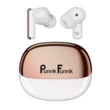 Punnkfunnk Fusionbeat Wireless Earbuds 40H Playtime, 45Ms Low Latency, 13Mm Bass Drivers, Zen Enc Mic, Ipx5 Water-Resistant, Bluetooth 5.3, Type-C Fast Charging(White & Gold)