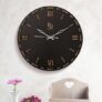REGIIS OPERA Wooden Round Shaped Roman Dial Wall Clock With Silver Hands & Golden Jute Rope Detailing | Silent Quartz Movement Anti Reflection Analog Vintage Clock for Home & Office (Black, 15.5 Inch)