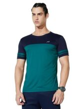 Amazon Brand – Symactive Men’s Color Block Regular Fit Half Sleeve Sports T-Shirt (AW17-SYSP-03B_Viridian_Medium)