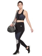 Clovia Women High-Waist Polyester Gym Tights – Workout, Black, L