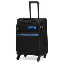 Citizen Journey Pulse Trolley Bag For Travel 57 Cms Small Cabin Luggage Bag | Polyester Soft Sided Suitcase For Travel With 4 Spinner Wheel & Built-In Combination Lock (Black)