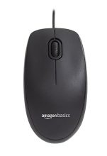 Amazon Basics Wired Mouse Up To 1000 Dpi I Upper Shell : Black Plastic Surface I Black