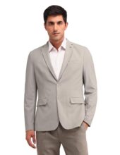 Arrow Men’s Beige Textured Notch Collar Long Sleeve Formal Nylon Slim Fit Blazer (ARAIBZ5050_Beige_40)