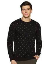 Amazon Brand – Symbol Men’s Cotton Blend Round Neck Regular Fit Sweatshirt (AW19MNSSW64_Black&White_XL)