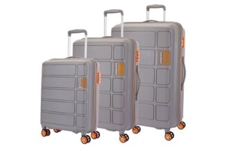 Kamiliant American Tourister Harrier Zing 3-Piece Luggage Set – 56, 68 & 78 Cm (PP) Hard-Sided 8-Wheel Spinner Suitcases/Trolley Bag (Small, Medium & Large) in Light Grey