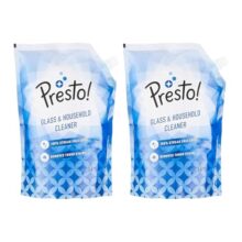 Amazon Brand – Presto! Glass & Household Cleaner | 2 Litre Refill Pouch | 1 L X 2 Packs | Suitable For Glass, Mirrors, Appliances Like Microwaves, Ceramic Tiles, Glazed Tiles, Granite