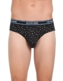 U.S. Polo Assn. Mens Printed Cotton Stretch Jersey I615 Briefs – Pack Of 1 (Black-Uspa Star L)