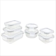 Signoraware Safe N Store Glass Container | Airtight & Leakproof | Microwave Safe | Ideal For Office Lunch, Meal Prep & Kitchen Storage (320Ml+520Ml+400Ml+620Ml+370Ml+640Ml+1.04Ltr | Setof7 | Clear)