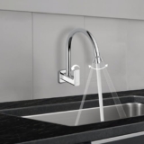 Delta Faucet Wall Mount Cold Only Kitchen Faucet I 10 Year Warranty I Korby Single Handle Multi-Function Kitchen Sink Tap I 360° Swivel Spout I Durable Kitchen Tap I Chrome – 44405