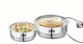 Iveo Bella Stainless Steel With Lid 2 Pcs Casserole Set 2 Pcs Casserole Set 800Ml + 1.25Ltrs