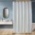 Amazon Basics Shower Curtain 7 Feet | Waterproof Bathroom Curtain | PVC-Free, No Plastic Smell | Machine Washable Fabric | Off-White | 6ft Wide | 12 Hooks -180 CM X 210 CM