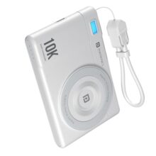 Portronics PowerShutter Air 10K 10000mAh 15W Wireless Magnetic Fast Charging Powerbank, In Built Type Cable,22.5W Type C PD Output,Light Weight,Compatible with iPhone 12 Above,Other Qi Enabled Devices
