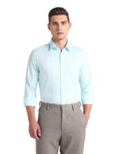 Arrow Pure Cotton Manhattan Slim Fit Shirt Green
