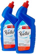 Amazon Brand – Presto! Disinfectant Toilet Cleaner Liquid | Orange | 2 Litre | 1 L x 2 Packs | Kills 99.9% Germs | Removes Stains | Indian & Western Toilets | Fights Odours | Cleans, Disinfects