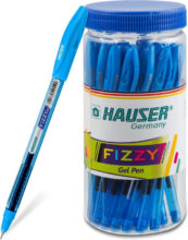 HAUSER Fizzy 0.55mm Gel Pen Jar | Transparent Body | Waterproof & Smooth Ink Flow Gel Pen(Pack of 25, Ink Color – Blue)