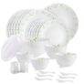 CELLO Tropical Lagoon Dazzle Series Opalware Dinner Set of 37 Pieces For Family of 6 | Bone-Ash Free & Leadfree Opal Glass, Microwave & Dishwasher Safe Plates & Bowls Crockery Set For Dining & Gifting