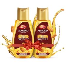 Dabur Almond Hair Oil – 580Ml(290Ml*2) | Provides Damage Protection | Non Sticky Formula | For Soft & Shiny Hair | With Almonds, Keratin Protein, Soya Protein & 10X Vitamin E