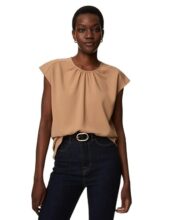 Marks & Spencer Round Neck Shirred Detail Blouse