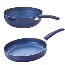 Nirlon Bling Induction Base Non Stick Aluminium 2 Piece Pots and Pan Set [1 Fry Pan 240mm – 1.5 Liter|1 Kadhai 240mm – 3 Liter]