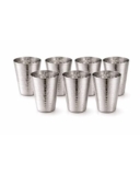 Tosaa Stainless Steel V Shape Hammered Finish Glasses Pack of 6 – Non-Reactive Material Keeps Beverages Safe and Fresh, Suitable for Water, Juice, Milk, Or Cold Beverages