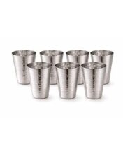 Tosaa Stainless Steel V Shape Hammered Finish Glasses Pack of 6 – Non-Reactive Material Keeps Beverages Safe and Fresh, Suitable for Water, Juice, Milk, Or Cold Beverages