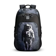 Gear Art Astronaut 3 Compartment Backpack 19″/38L Large Water Resistant School Bag/Casual 3 Compartment Backpack/Daypack/Kids Bag for Boys/Girls (Black-Grey)