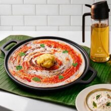 HomeWiz Cast Iron Non Stick Dosa Tawa 30 cm | Free Oil Dispenser 500ml | Pre-Seasoned Cast Iron Tawa for Roti & Dosa | Big Size Cast Iron Dosa Tawa | Lifetime Usage | Works on Induction & Gas Stove