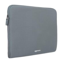 Amazon Basics Laptop Bag Sleeve Case Cover Pouch for 15-Inch, 15.6-Inch Laptop for Men & Women | Slim Profile Neoprene, Soft Puffy Fabric Lining, 360° Protection, Smooth & Premium Zipper (Grey)