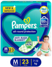 Pampers All Round Protection Pants, Medium Size Baby Diapers, With Aloe Vera Lotion Pant Diapers – M(23 Pieces)