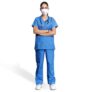 Medical Scrub Suit For Women – Sky Blue (Extra Small) | Poly Viscose Fabric | Ultimate Comfort And Breathability | Elasticated Waist | Multiple Pockets | V-Neck