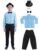 BookMyCostume Ballroom Western Dance Blue Frill Shirt Black Pant Hat & Bow Set Kids Fancy Dress Costume 3-4 years