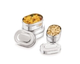 Tosaa Capsule Shaped Multi- Purpose Stainless Steel Food Storage Container, Airtight, Durable & Portable For Home, Travel, Or Outdoor Use, Pack Of – 3